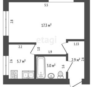 1-к квартира, вторичка, 30м2, 4/5 этаж
