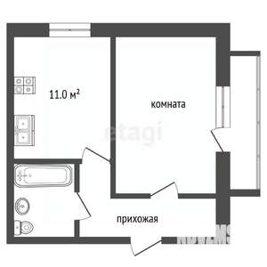 1-к квартира, вторичка, 33м2, 7/9 этаж