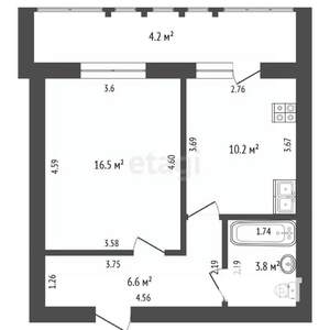 1-к квартира, вторичка, 37м2, 4/5 этаж