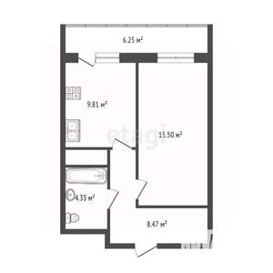 1-к квартира, вторичка, 44м2, 15/19 этаж