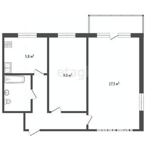 2-к квартира, вторичка, 42м2, 1/3 этаж