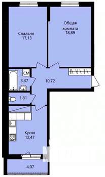 2-к квартира, строящийся дом, 66м2, 12/14 этаж
