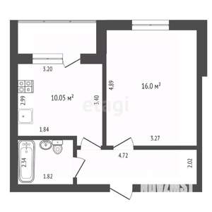 1-к квартира, вторичка, 40м2, 6/14 этаж