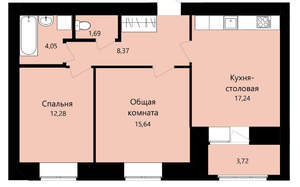 2-к квартира, вторичка, 59м2, 1/12 этаж