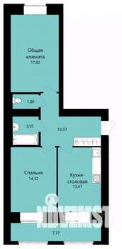 2-к квартира, строящийся дом, 65м2, 1/12 этаж