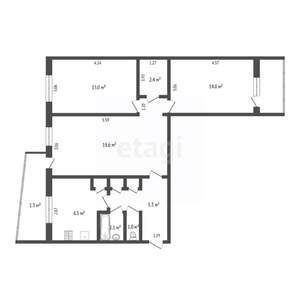 3-к квартира, вторичка, 65м2, 1/9 этаж