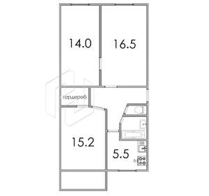 3-к квартира, вторичка, 61м2, 2/5 этаж