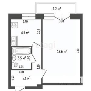 1-к квартира, вторичка, 33м2, 5/5 этаж