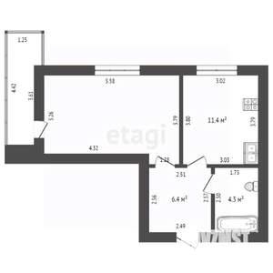 1-к квартира, вторичка, 41м2, 12/14 этаж