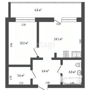 1-к квартира, вторичка, 38м2, 6/16 этаж