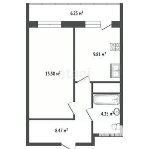 1-к квартира, вторичка, 44м2, 17/19 этаж