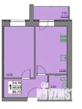 1-к квартира, вторичка, 43м2, 8/10 этаж