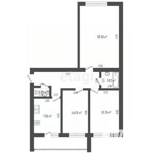 3-к квартира, вторичка, 98м2, 7/9 этаж