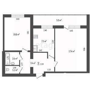 2-к квартира, вторичка, 47м2, 8/10 этаж