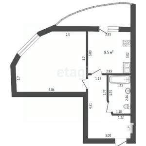 1-к квартира, вторичка, 39м2, 7/16 этаж