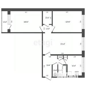 3-к квартира, вторичка, 64м2, 4/5 этаж