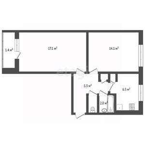 2-к квартира, вторичка, 47м2, 5/5 этаж
