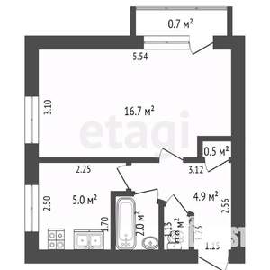 1-к квартира, вторичка, 30м2, 1/5 этаж