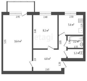 2-к квартира, вторичка, 41м2, 2/5 этаж
