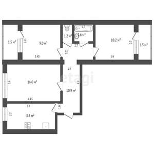 3-к квартира, вторичка, 58м2, 5/9 этаж