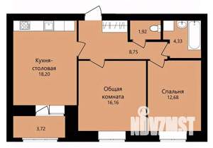 2-к квартира, строящийся дом, 64м2, 5/12 этаж