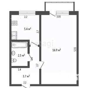 1-к квартира, вторичка, 29м2, 6/9 этаж