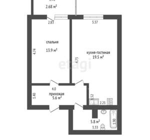 1-к квартира, вторичка, 45м2, 1/8 этаж