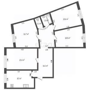 4-к квартира, вторичка, 75м2, 1/9 этаж