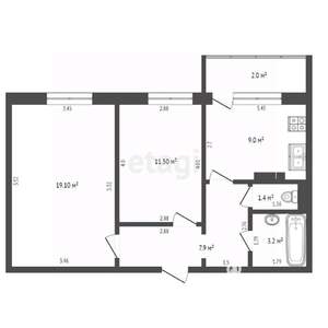 2-к квартира, вторичка, 55м2, 4/10 этаж