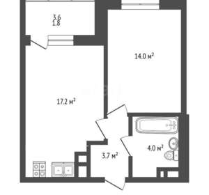 1-к квартира, вторичка, 42м2, 3/18 этаж