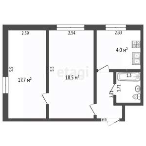 2-к квартира, вторичка, 40м2, 2/5 этаж