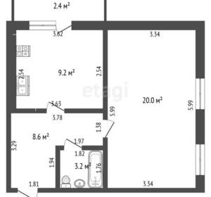 1-к квартира, вторичка, 41м2, 1/9 этаж