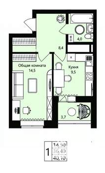1-к квартира, вторичка, 36м2, 9/18 этаж