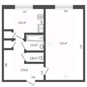 1-к квартира, вторичка, 33м2, 5/5 этаж