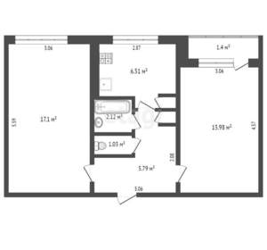 2-к квартира, вторичка, 48м2, 4/5 этаж