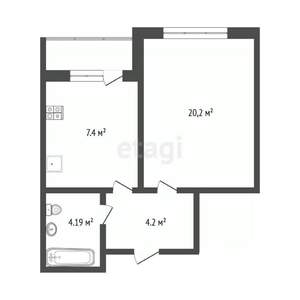 1-к квартира, вторичка, 37м2, 3/5 этаж