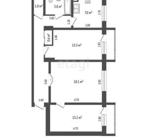 3-к квартира, вторичка, 64м2, 5/5 этаж