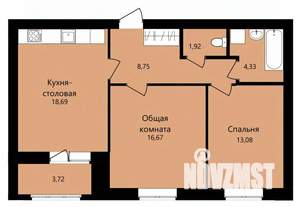 2-к квартира, строящийся дом, 65м2, 12/12 этаж