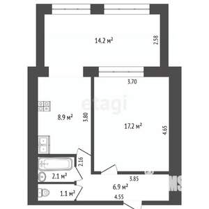 2-к квартира, вторичка, 50м2, 1/9 этаж