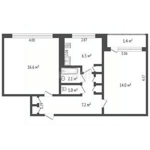 2-к квартира, вторичка, 50м2, 1/9 этаж