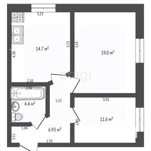 2-к квартира, вторичка, 56м2, 5/5 этаж