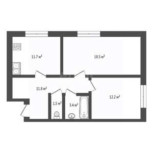 2-к квартира, вторичка, 59м2, 1/3 этаж