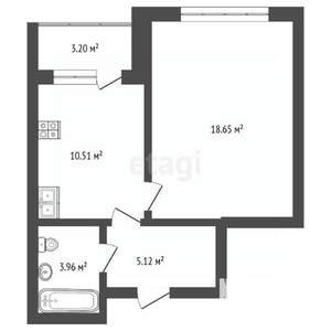 1-к квартира, вторичка, 38м2, 4/9 этаж