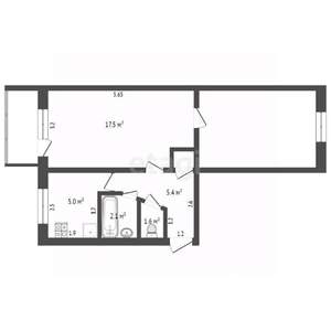 2-к квартира, вторичка, 46м2, 5/5 этаж