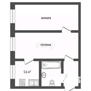 2-к квартира, вторичка, 41м2, 1/5 этаж