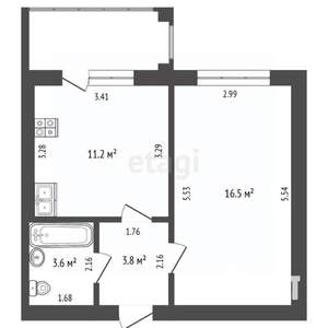 1-к квартира, вторичка, 35м2, 1/5 этаж