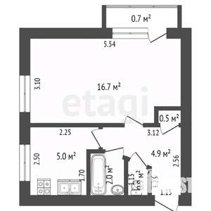 1-к квартира, вторичка, 30м2, 1/5 этаж