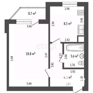1-к квартира, вторичка, 37м2, 5/5 этаж
