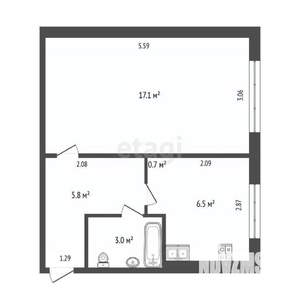 1-к квартира, вторичка, 33м2, 3/5 этаж