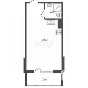 Студия квартира, вторичка, 23м2, 9/11 этаж